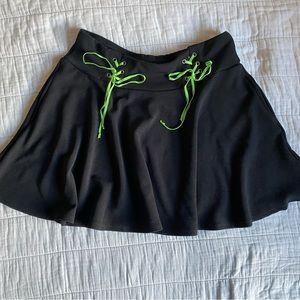 black lace up mini skirt